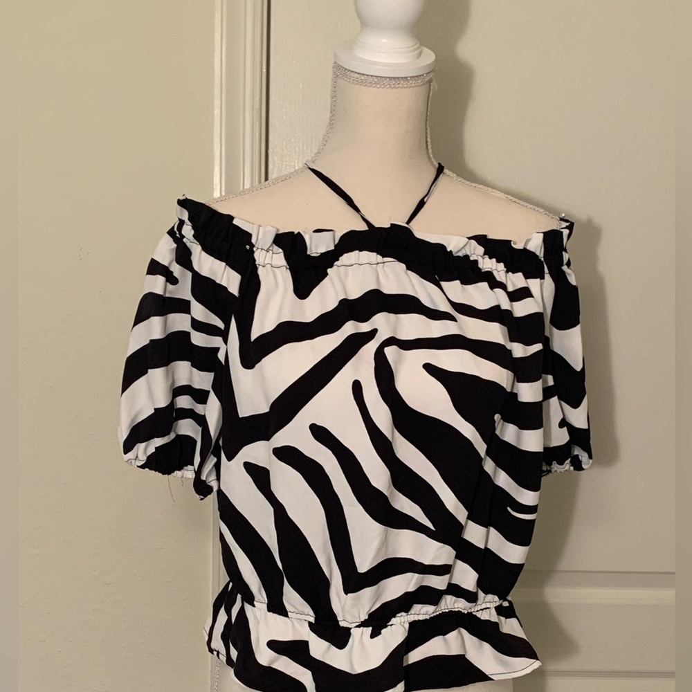Vince Camuto Zebra-Print Off The Shoulder Top